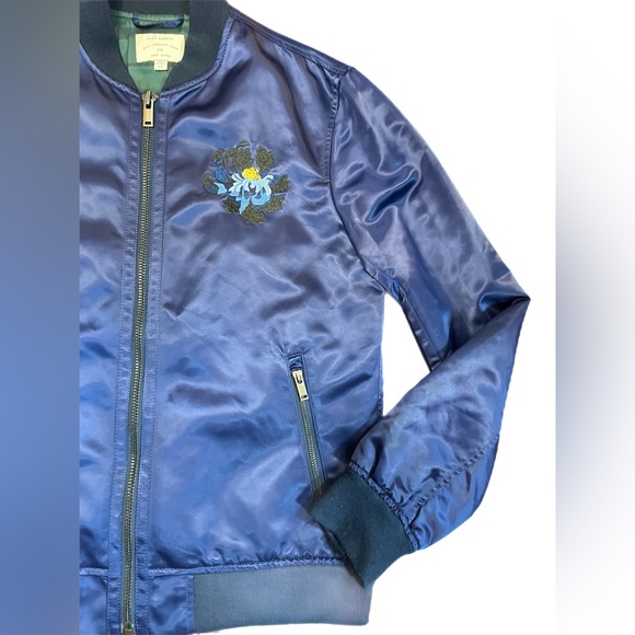 Blue floral satin club Monaco bomber - Picture 2 of 6